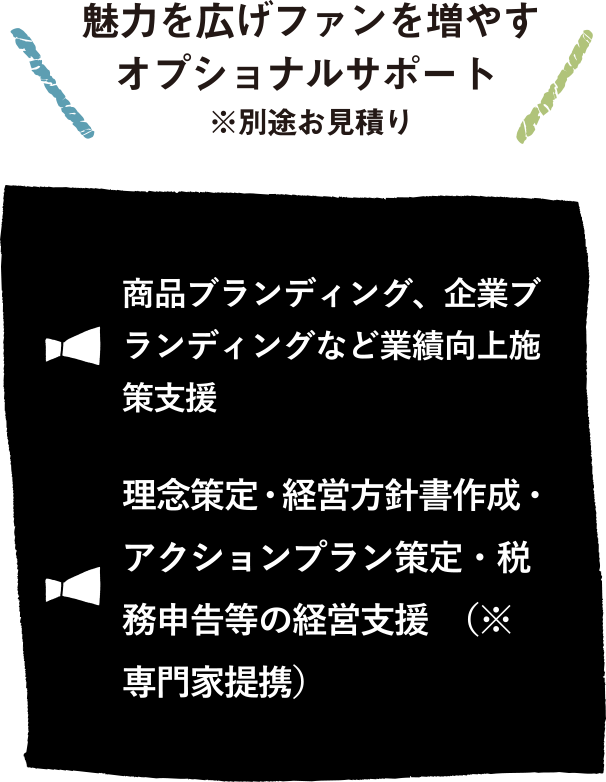 魅力を広げファンを増やす オプショナルサポート